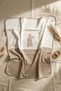 Bunny Embroidered Two-Tone Cotton Baby Blanket - Mocha & Cream Polka Dot Soft Swaddle - 2