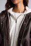 Relaxed Fit Hooded Brown Women's Leather Coat H3752Ax/Bn605 - 4