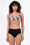 Women's Floral Patterned Gathering Black Bikini Set