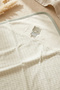 100% Cotton Checkered Patterned Sage Green Soft Textured Baby Blanket with Edge Detail and Teddy Bear Embroidery - 4