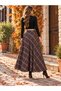 Autumn Elegance Belted Plaid Plus Size Long Skirt - 3