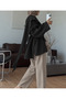 Shawl Collar Detailed Tunic with Piping and Belt - Hpm - Black - 2