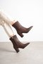 Women's Skin Brown New Season Pointed Toe Stylish Heeled Boots - 7
