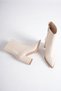 Women's Patent Leather Beige New Season Pointed Toe Stylish Heeled Boots - 4