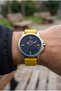 Sporty and Modern Men's Wristwatch |   48mm Stainless Steel Case, Yellow Silicone Cord - 3