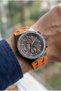 Sporty and Powerful Men's Wristwatch |   45mm Stainless Steel Case, Orange Silicone Strap - 3