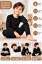 Children's Thermal Underwear Set Black Bottom Top Long Sleeve Winter Unisex 3-14 Years - 6