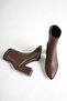 Women's Brown Stretch High Heel Pointed Toe Heeled Boots 9(cm) - 5