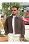 25-12 Leather Collar Jacket Brown