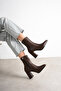 Women's Brown Stretch High Heel Pointed Toe Heeled Boots 9(cm) - 6