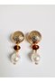 Vintage Plate Top Pearl Earrings 5 cm - 2