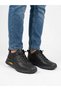 Men's Black Elastic Genuine Leather Orthopedic Non-Slip Sole Casual Boots