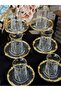 12 Piece 6 Person Crystal Glass Metal Casting Circular Tea Set - 8