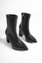 Women's Black Stretch High Heel Pointed Toe Stylish Heeled Boots 9(cm) - 3