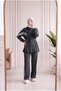 Dilcan Side Striped Waist-Tightening Pique Suit-Ml1009 Anthracite