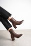Women's Brown Zippered Stylish High Heel Boots with Blunt Toe (7 cm) - 3