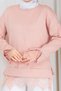 Lace Detailed Knitwear Fabric Oversize Tunic – Comfortable Fit Long Sleeve Women's Tunic with Lace at Hem and Sleeves - 6