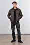 Oversize Shirt Collar Double Pocket Men's Leather Jacket - 2