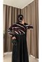 Zebra Pattern Half Fisherman Knitwear Sweater - Ers - Burgundy & Black - 3
