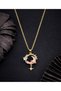 Zircon Stone Pink Enamel Crescent Necklace - 4