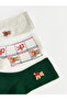 Rmz Gi̇yi̇m Farkiyla Teddy Bear Embroidered Women's Socks 3-Piece Set - 2