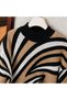 Zebra Pattern Half Fisherman Knitwear Sweater - Black & Camel - 2