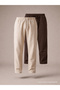 Men's 2-Piece Linen Trousers Brown - Beige