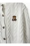 Teddy Bear Embroidered Hair Knit Cardigan - Ecru - 2