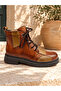 Genuine Leather Patchwork Detailed Lace-Up Boots Model Name: Parvati - 2