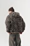 Fleece Fuzzy Patterned Zippered Plush Coat - 8