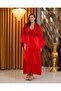 2-Piece Full Satin Long Kimono and Nightgown Set with Crystal Stone Fringe Details (Boxed)