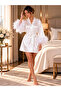 Bride Feathered Gold Embroidered Satin Dressing Gown - 2