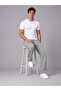 Men's Gray Pique Fabric Baggy Loose Fit Trousers with Pocket Detail - 5