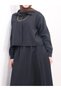 Skirt Suit with Chain Accessories - 4665 - Black - 3