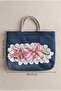 Special Design Denim Bag with Handmade Floral Motifs