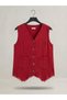 Cotton Muslin Buttoned V-Neck Tassel Vest with Dirty Stitching
