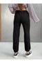 Women's 3 Threaded Fleece-Lined Elastic Waist Lace-Up Jogger Sweatpants - Black - 4