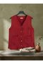 Cotton Muslin Buttoned V-Neck Tassel Vest with Dirty Stitching - 2