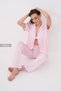 Shirt Collar Lace Pocket Detailed Short Sleeve Premium Viscose Striped Trousers Women's Pajama Set - 4