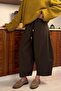 Brown Olive Checked Pants with Elastic Waist Per51473 - 5