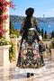 Atlas Fabric Full Buttoned Floral Dress (Belt Included)-White-2659 - 2