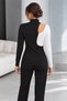 Women's Turtleneck Long Sleeve Asymmetrical Shoulder Cutout Geometric Detailed Camisole Blouse - 2