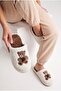 Women's Teddy Bear Embroidered Plush House Slippers Closed Toe Open Back Soft Warm Winter Comfortable Slippers - 2