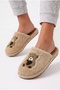 Women's Teddy Bear Embroidered Plush House Slippers Closed Toe Open Back Soft Warm Winter Comfortable Slippers - 4