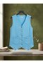 Cotton Muslin Buttoned V-Neck Tassel Vest with Dirty Stitching