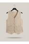 Cotton Muslin Buttoned V-Neck Tassel Vest with Dirty Stitching - 2