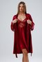 Women's Satin Guipure Nightgown and Robe Set with Lace Detail Dowry Suit - 4