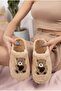 Women's Teddy Bear Embroidered Plush House Slippers Closed Toe Open Back Soft Warm Winter Comfortable Slippers - 2