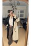 Double Color Belted Trench Coat - 5