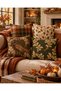 Throw Pillow Cover Set Autumn Heritage 4-Piece, Plaid Oak Leaf and Bird Pattern Decorative Pillow Covers 45X45 cm